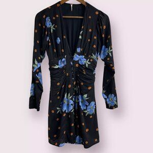 Free People Date Night Mini Dress Black Blue Orange Small